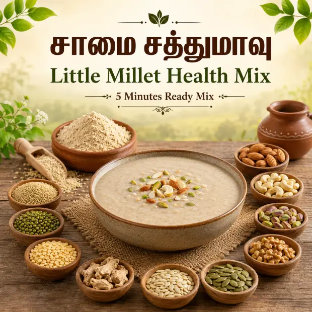 Little Millet Health Mix | சாமை சத்துமாவு – 5 நிமிடங்களில் தயாராகும் சத்துமாவு – 5 Minutes Ready Mix