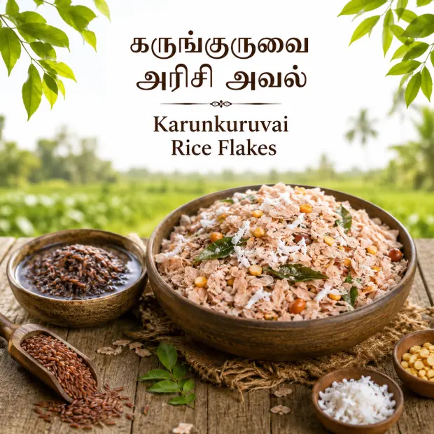 Karunkuruvai Rice Flakes | கருங்குருவை அரிசி அவல்