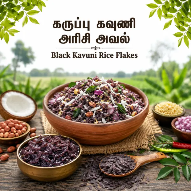 Black Kavuni Rice Flakes | கருப்பு கவுனி அரிசி அவல்