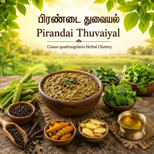 Pirandai Thuvaiyal | பிரண்டை துவையல் (Cissus quadrangularis Herbal Chutney)