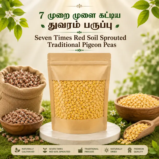 Seven Times Red Soil Sprouted Traditional Pigeon Peas | 7 முறை முளை கட்டிய துவரம் பருப்பு