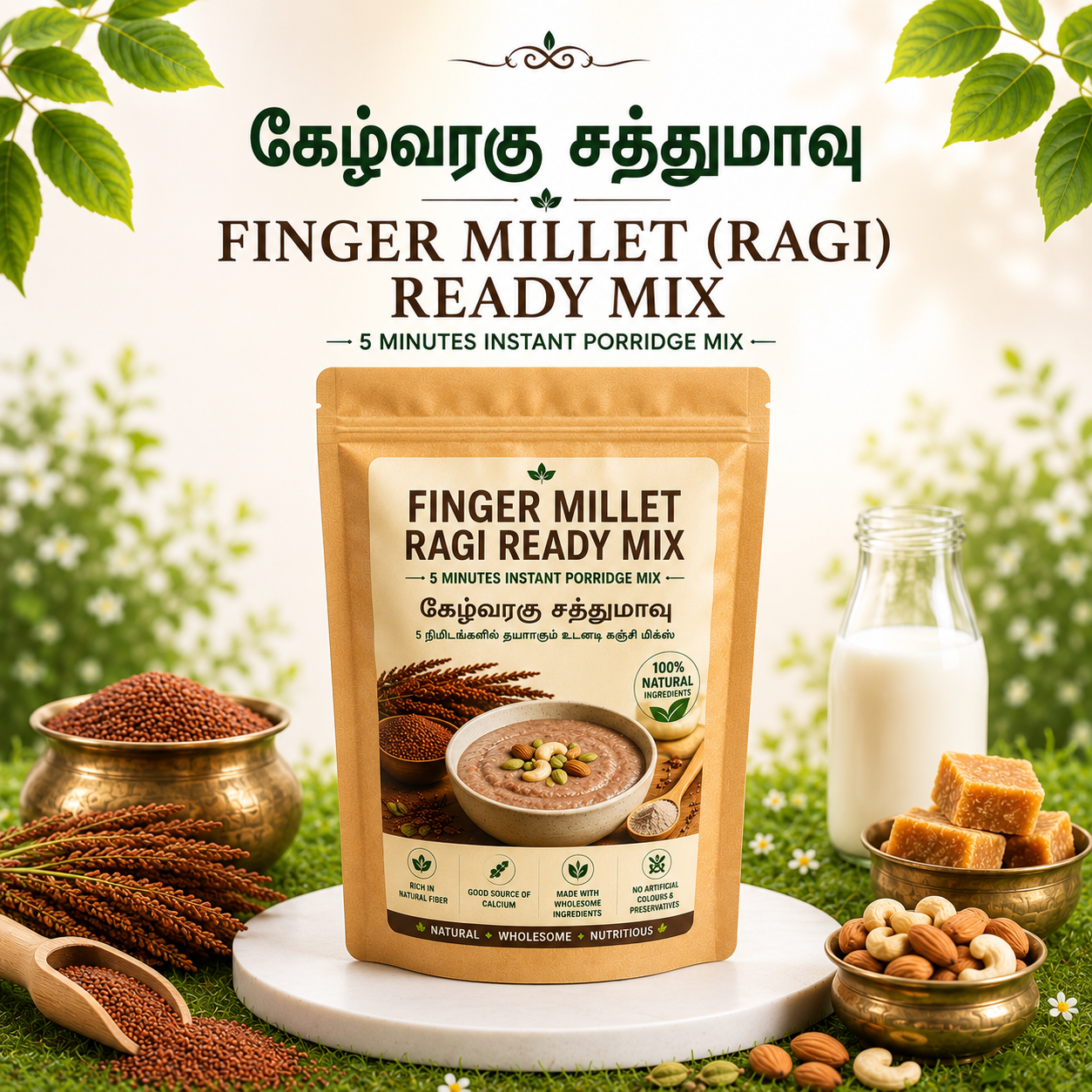 Finger Millet (Ragi) Ready Mix | கேழ்வரகு சத்துமாவு – 5 நிமிடங்களில் தயாராகும் உடனடி கஞ்சி மிக்ஸ் | 5 Minutes Instant Porridge Mix